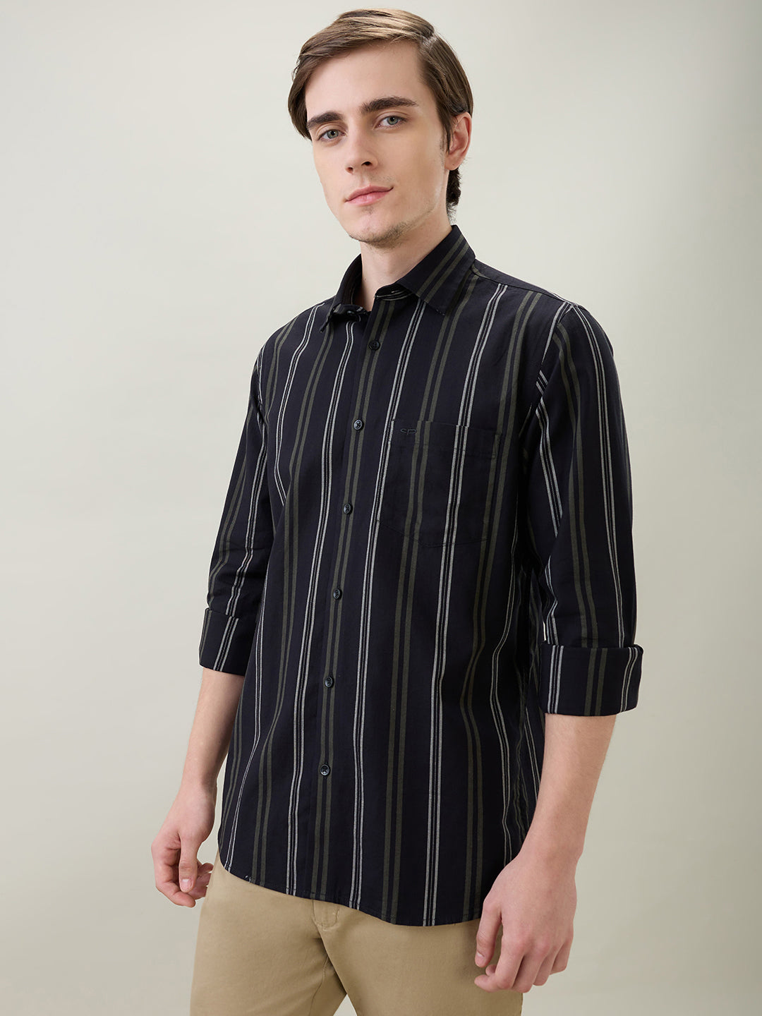 Color Plus Mens Casual Shirt F/S Cmss30714-K6-91F  Black