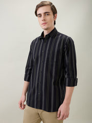 Color Plus Mens Casual Shirt F/S Cmss30714-K6-91F  Black