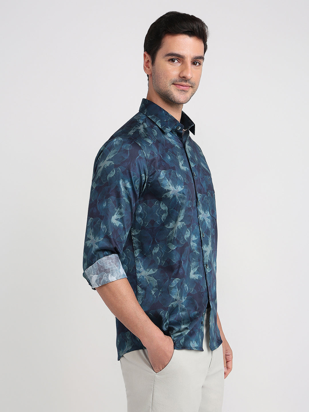 Color Plus Mens Casual Shirt F/S Cmss30723-B6-91F Dark Blue