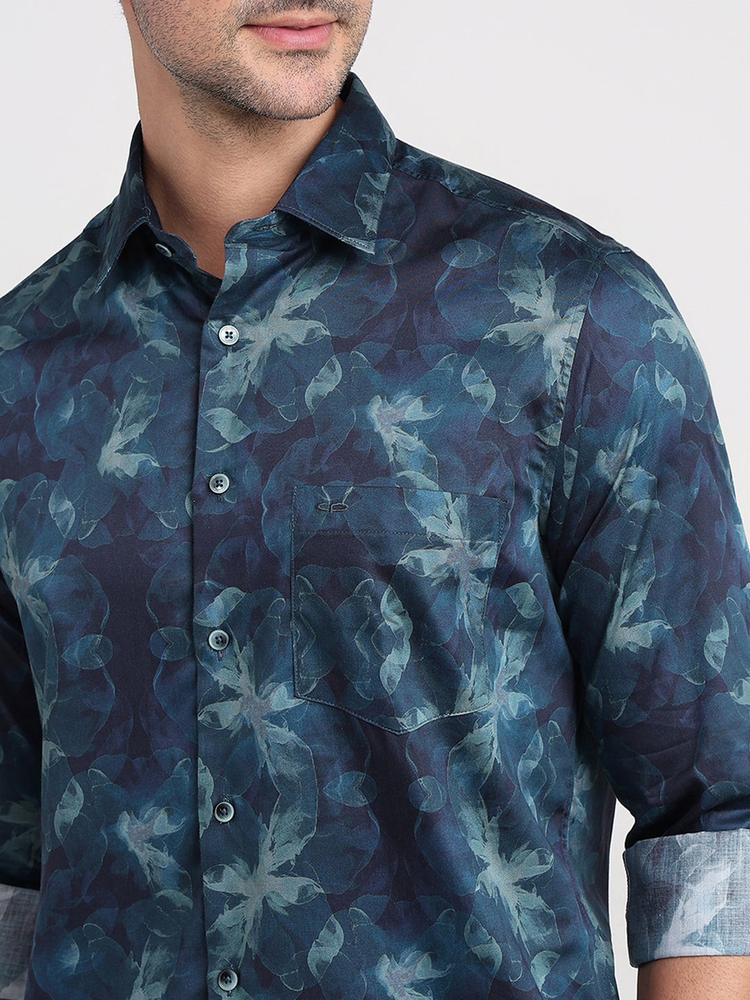 Color Plus Mens Casual Shirt F/S Cmss30723-B6-91F Dark Blue