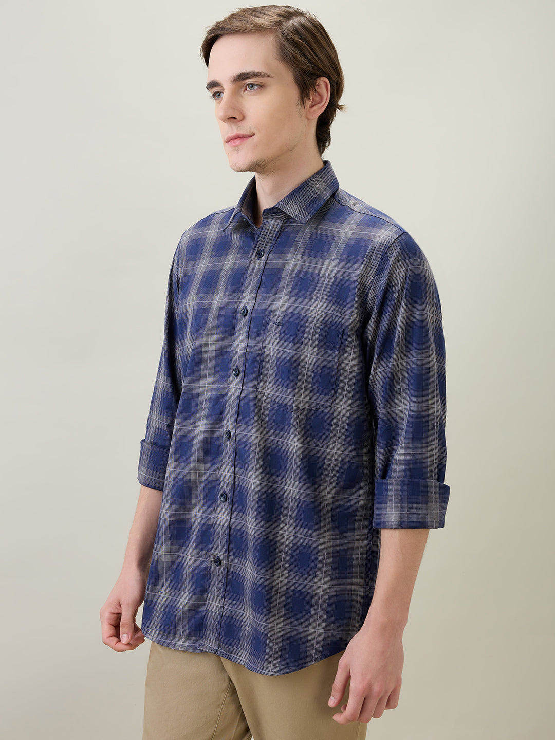 Color Plus Mens Casual Shirt F/S Cmss30743-B8-91F Dark Blue