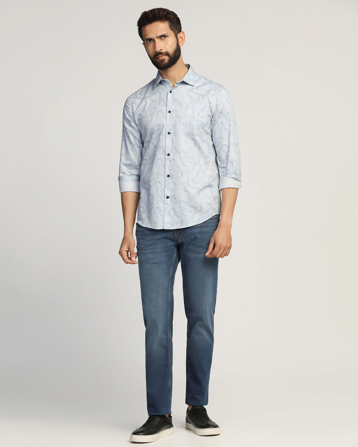 Blackberry Mens Casual Shirt F/S Es-Um-Pr-Heath Blue - Goyalsons ShopMax