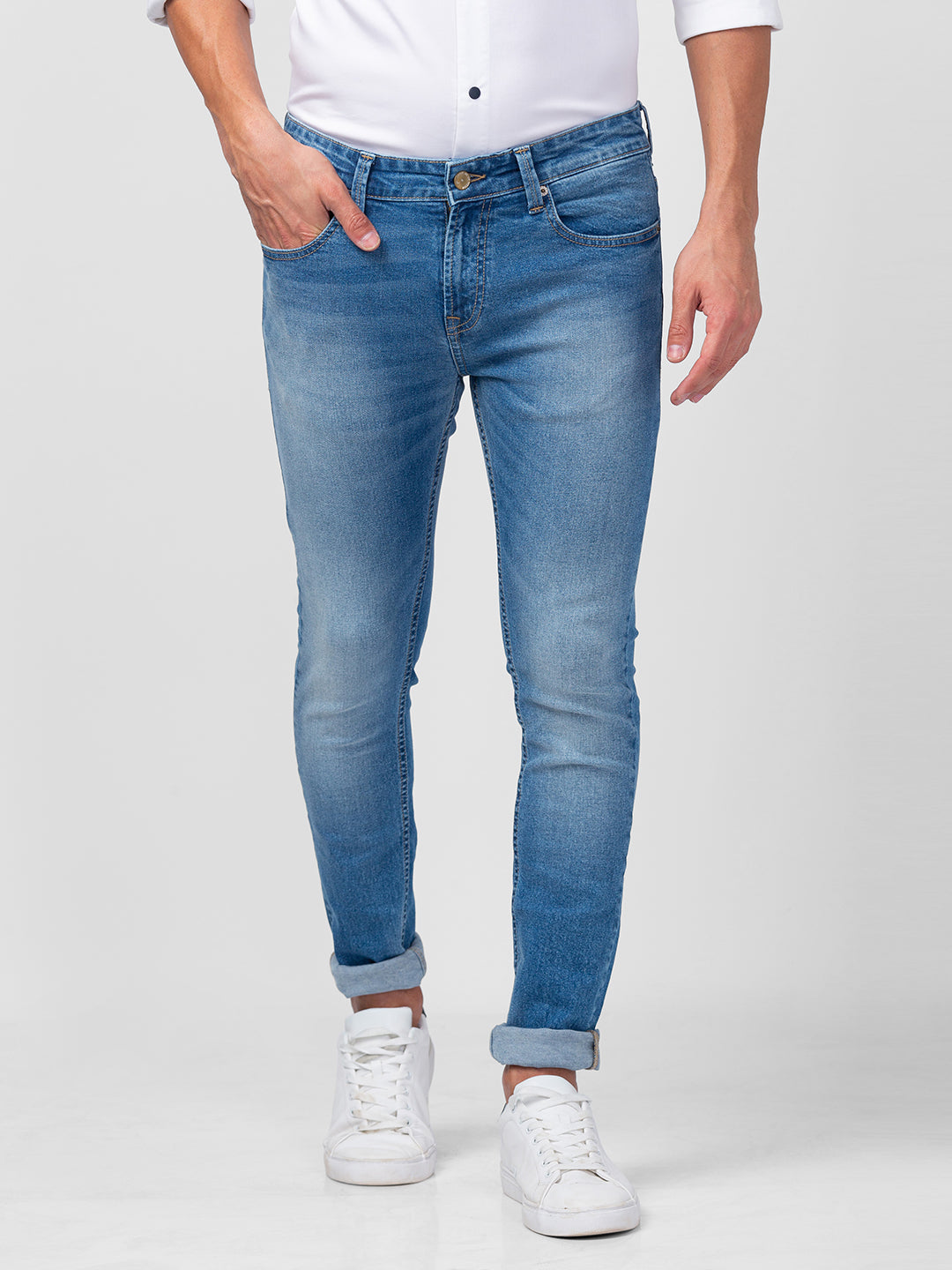 Spykar Mens Jeans Mdskn1Bc029 Mid Blue