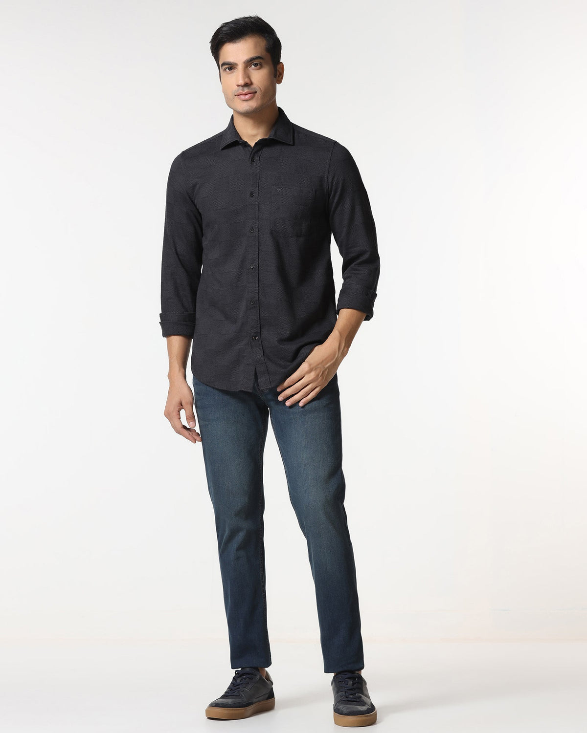 Blackberry Mens Casual Shirt F/S Es-Um-Jq-Finja Charcoal