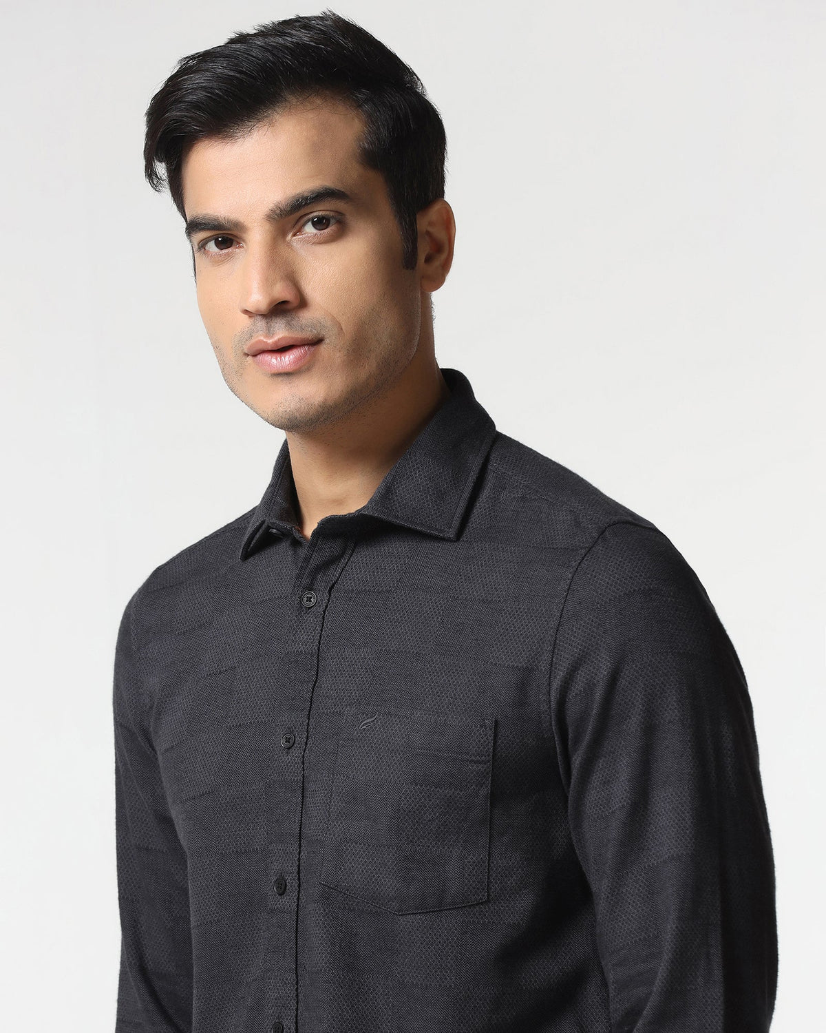 Blackberry Mens Casual Shirt F/S Es-Um-Jq-Finja Charcoal