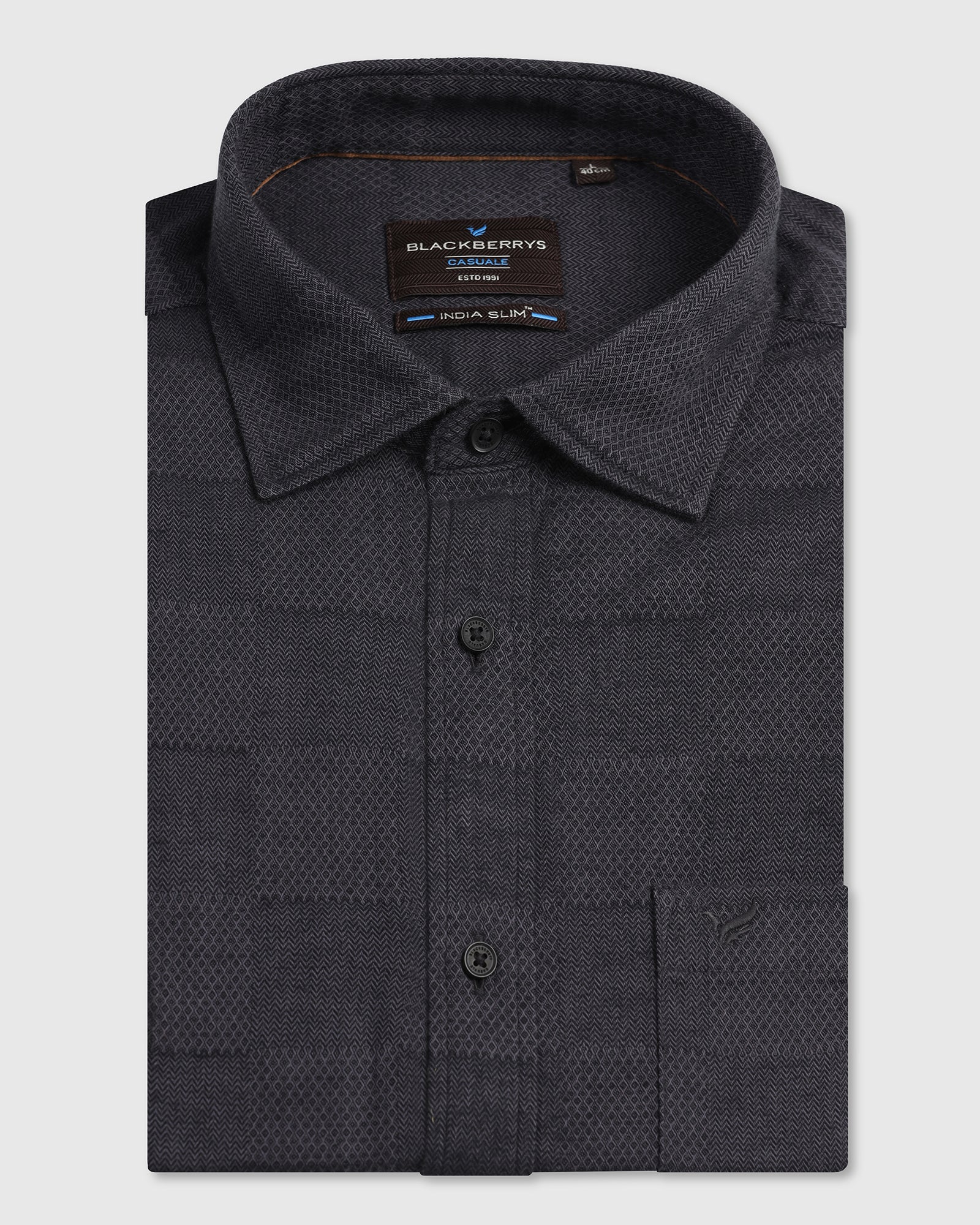 Blackberry Mens Casual Shirt F/S Es-Um-Jq-Finja Charcoal
