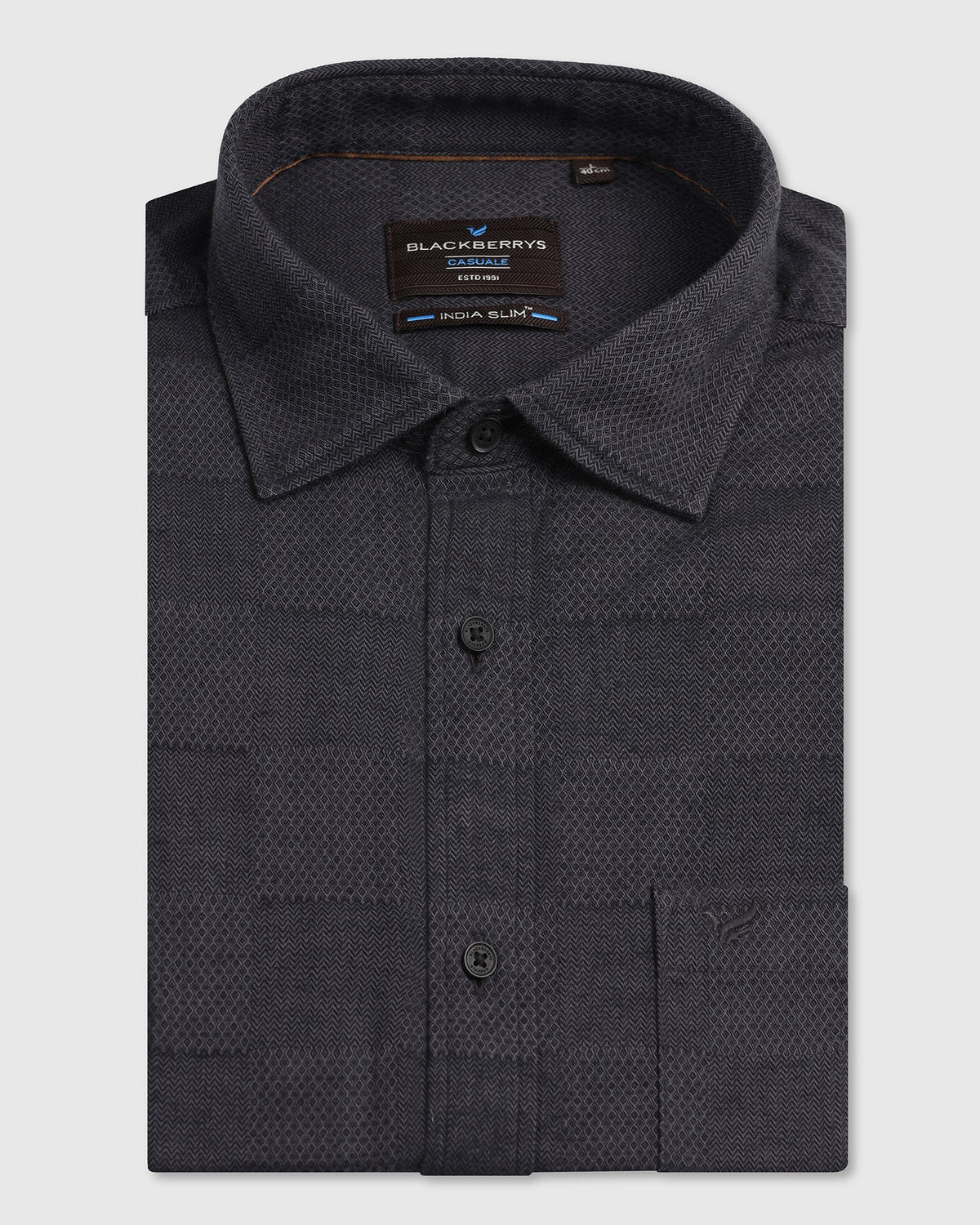 Blackberry Mens Casual Shirt F/S Es-Um-Jq-Finja Charcoal