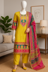 Lyte Club Ladies Western Kurti Fancy 3Pcs Set 9881-12 Yellow