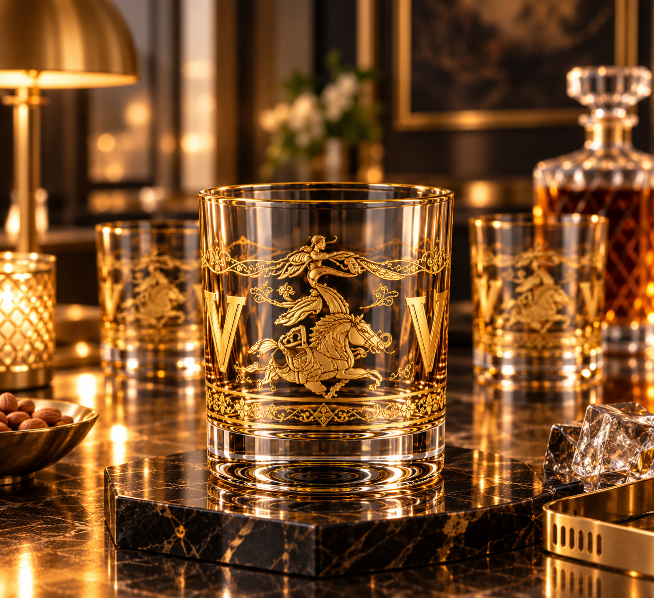 Lyte Club Premium Gold Artwork Glass Tumbler Set