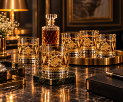 Lyte Club Premium Gold Artwork Glass Tumbler Set