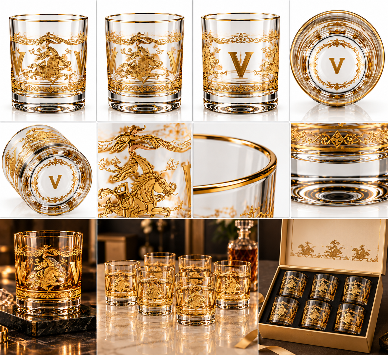 Lyte Club Premium Gold Artwork Glass Tumbler Set