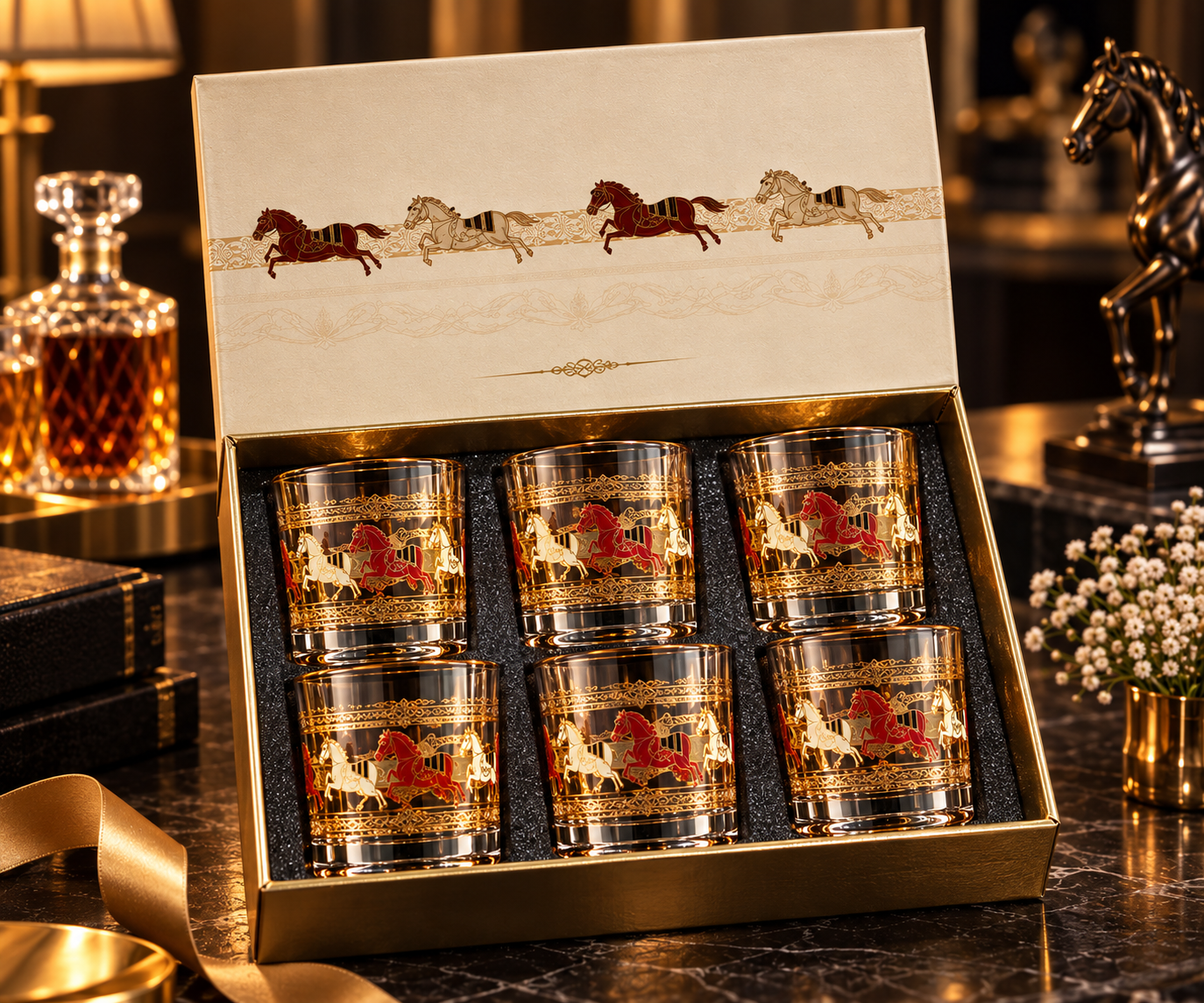 Lyte Club Premium Royal Horse Glass Tumbler Gift Set