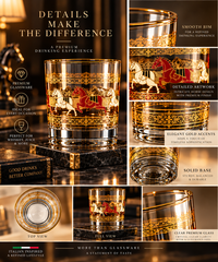 Lyte Club Premium Horse Motif Drinking Glass Set with Gift Box