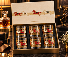 Lyte Club Premium Horse Design Glass Tumbler Set with Gift Box