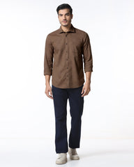 Blackberry Mens Casual Shirt F/S Es-Um-Jq-Finja Chocolate