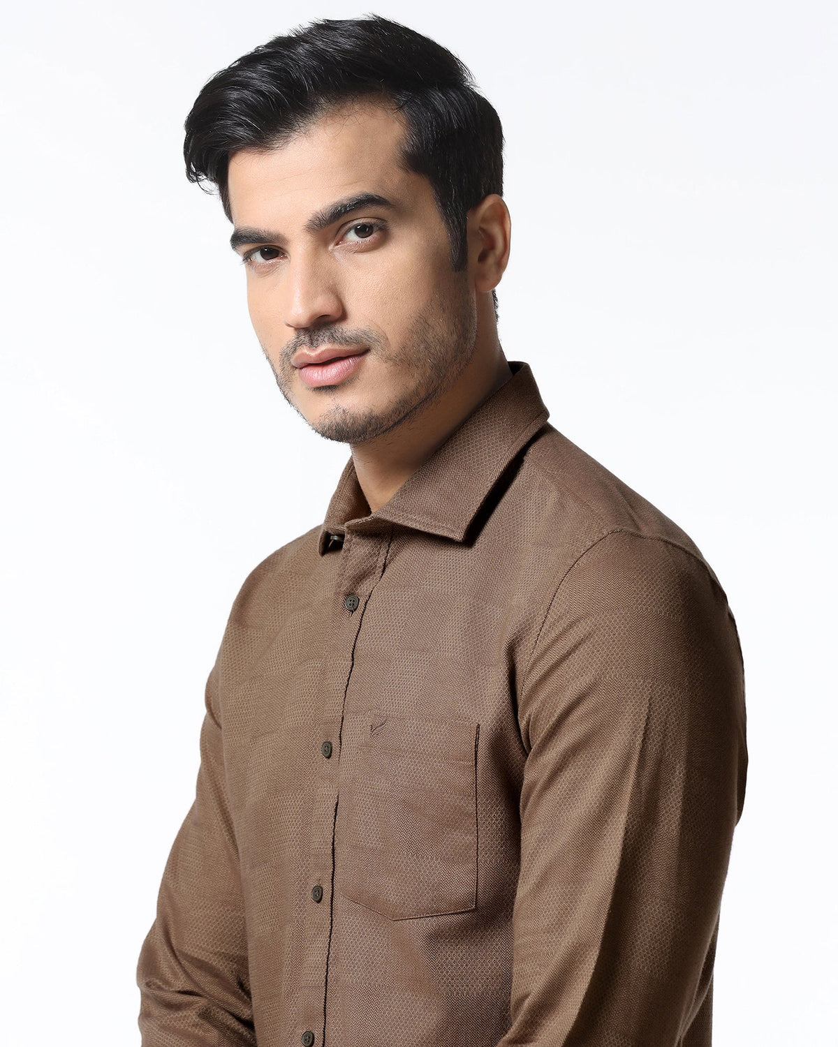 Blackberry Mens Casual Shirt F/S Es-Um-Jq-Finja Chocolate