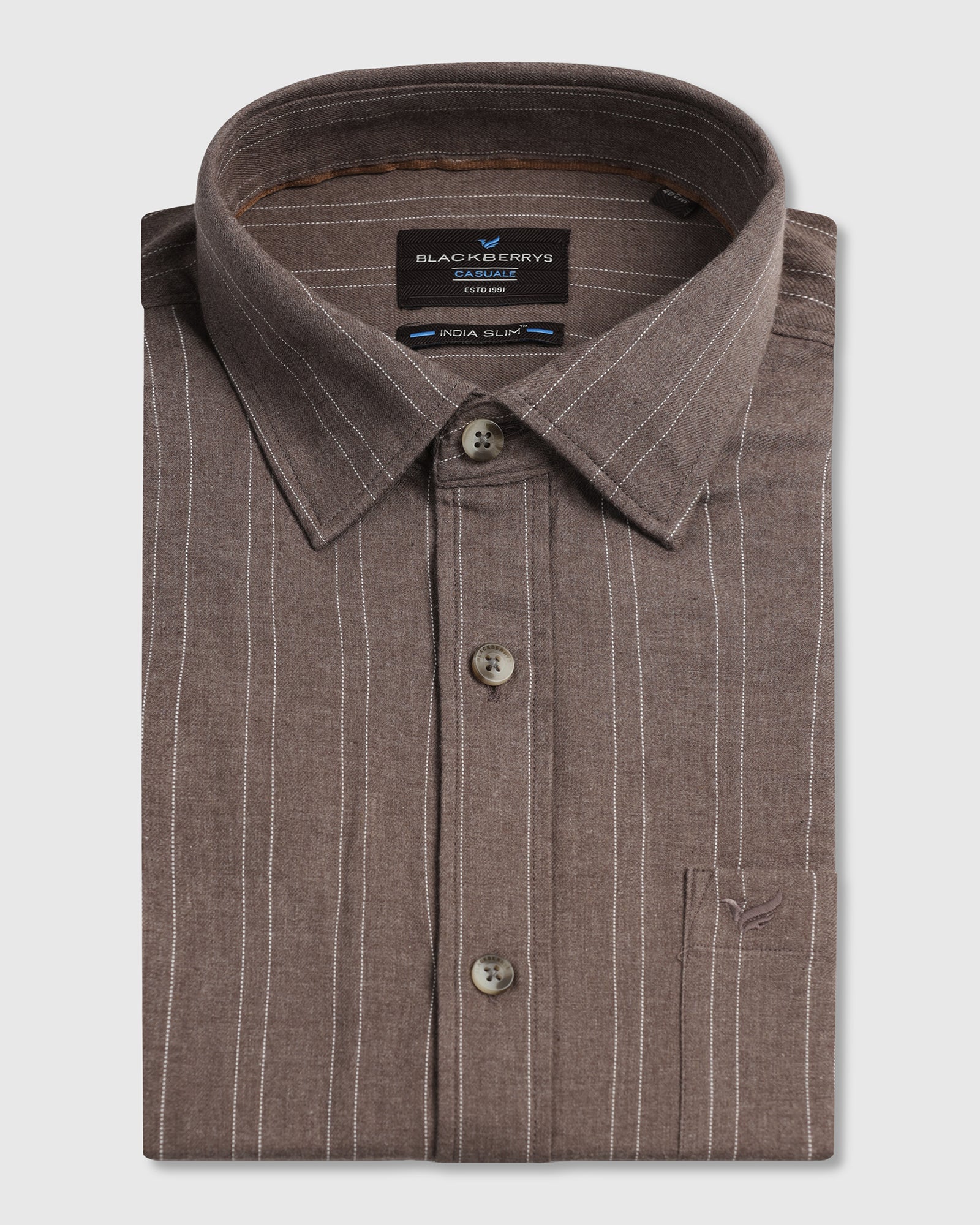 BLACKBERRY MENS CASUAL SHIRT F/S ES-UM-ST-NUMO CHOCOLATE