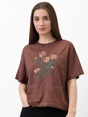 Spykar Ladies Western T-Shirt H/S Wktft1Be059 Sepia Brown