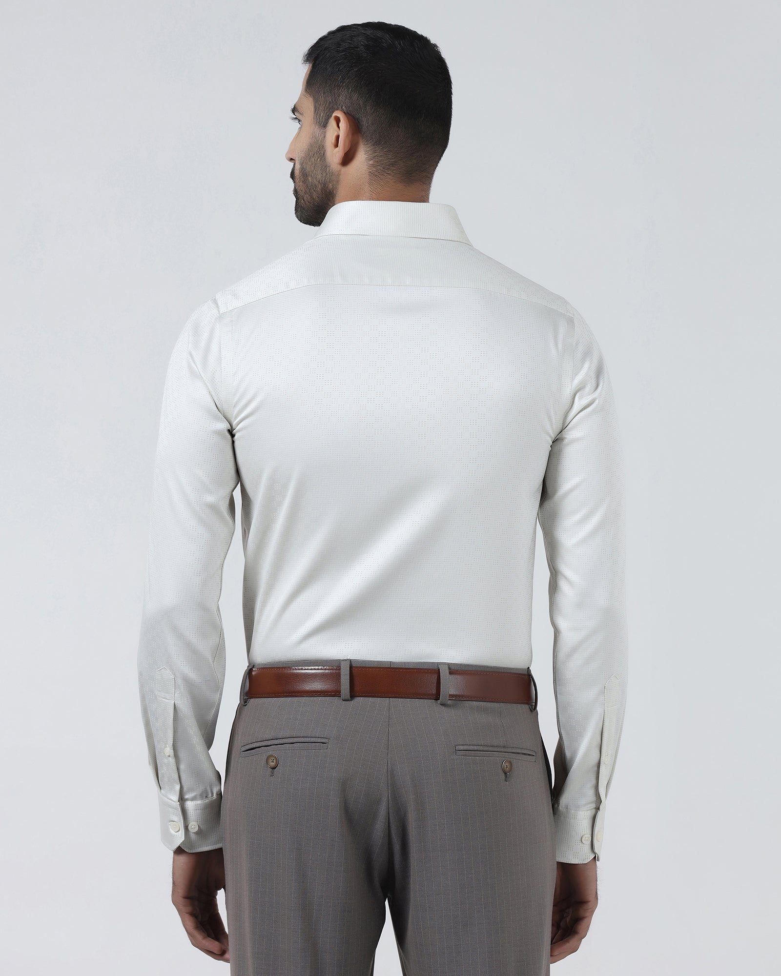 Cream Non Iron Textured Shirt - Easton