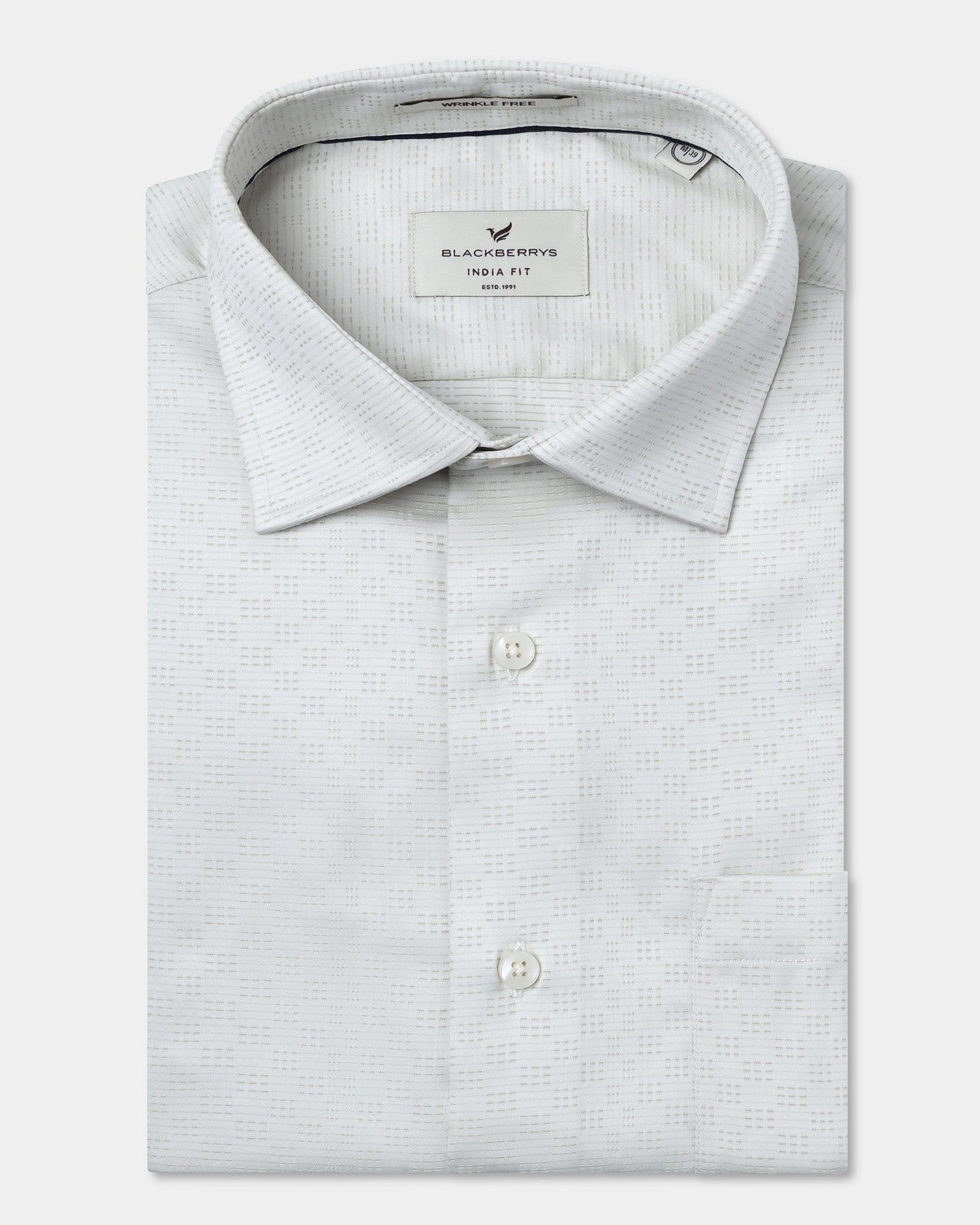 Cream Non Iron Textured Shirt - Easton