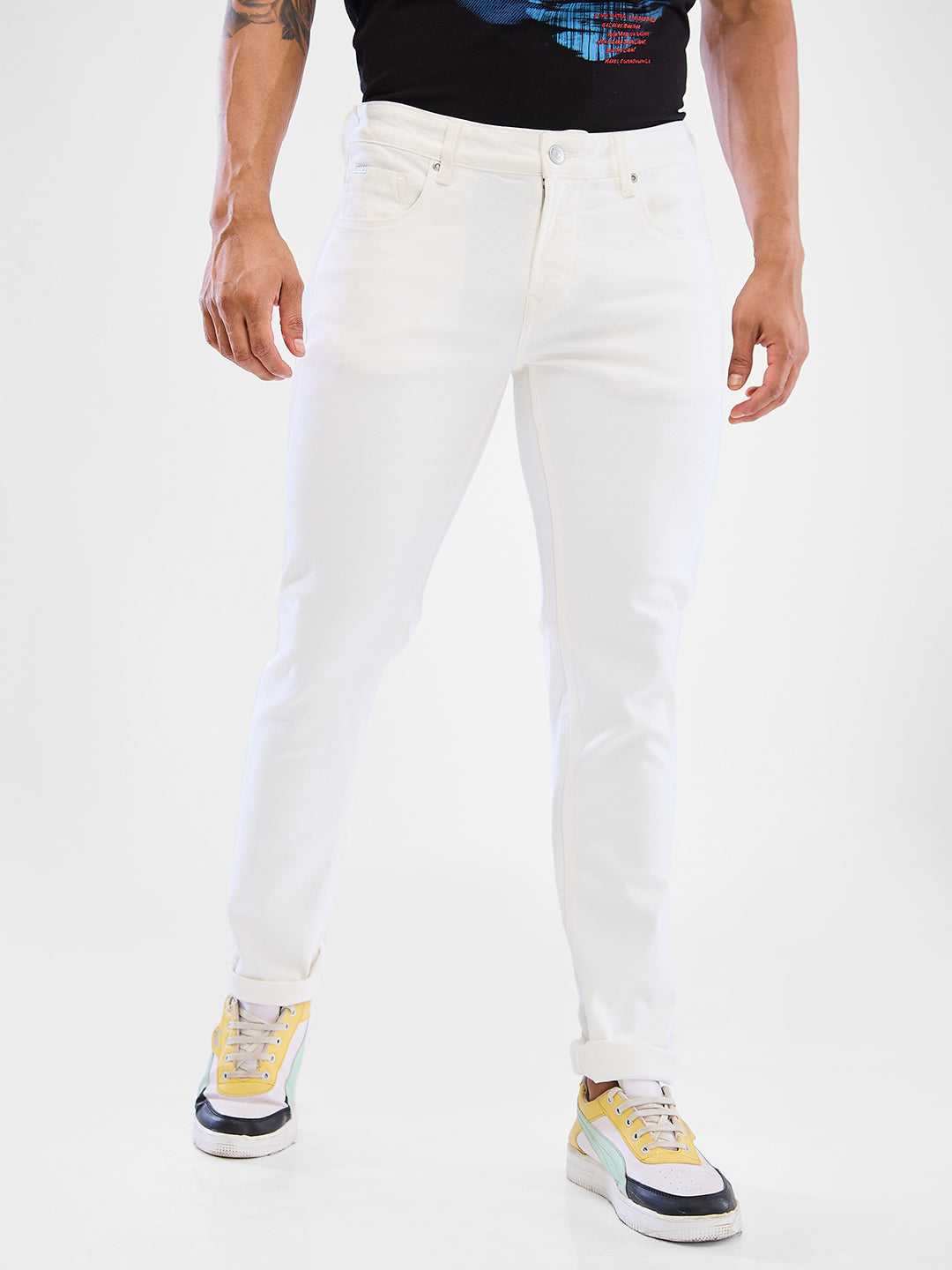 Spykar Mens Jeans Mdskn2Bd027 White