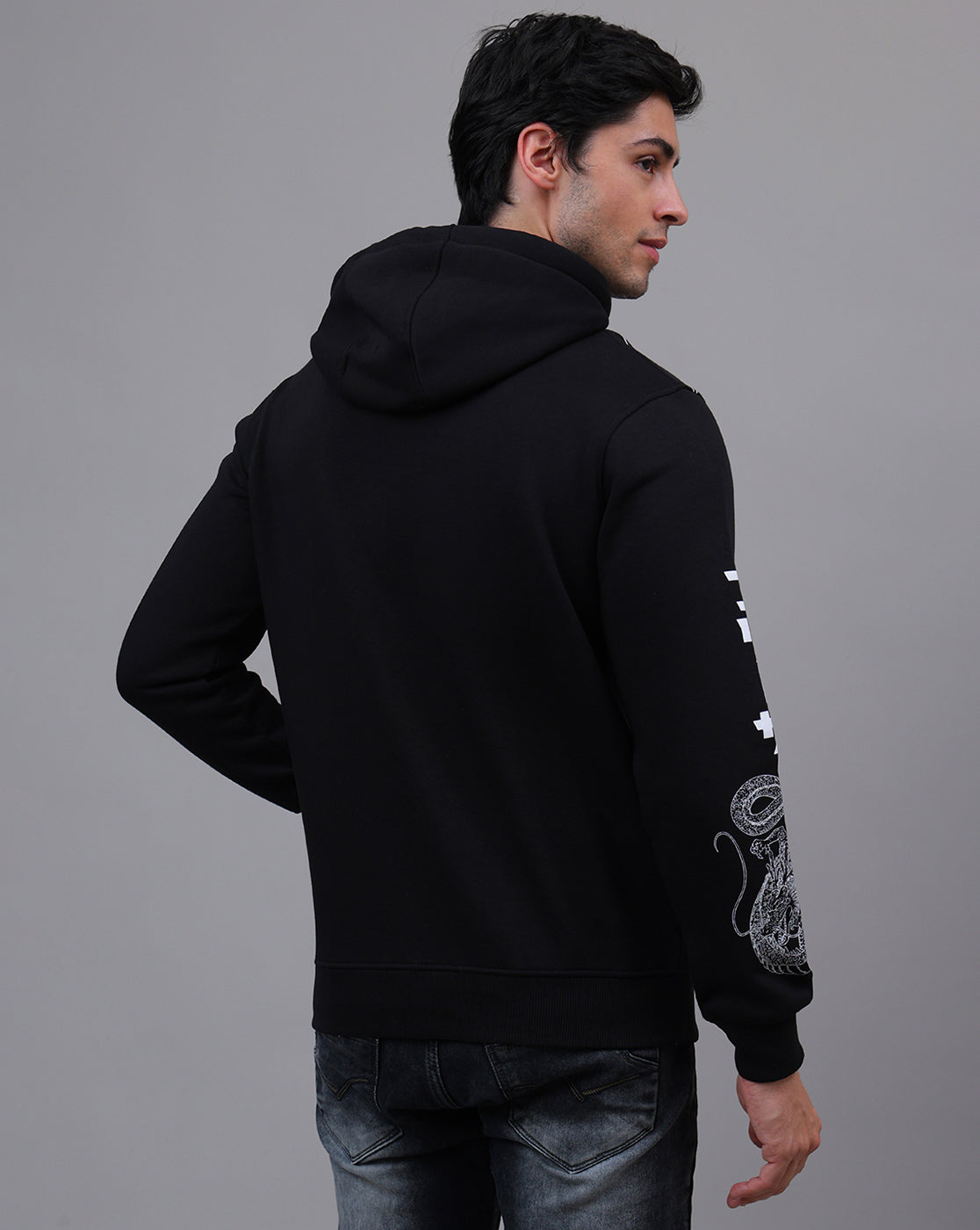 Dragon Ball Z: Goku Anime Printed Regular Black & Grey Hoodie For Men