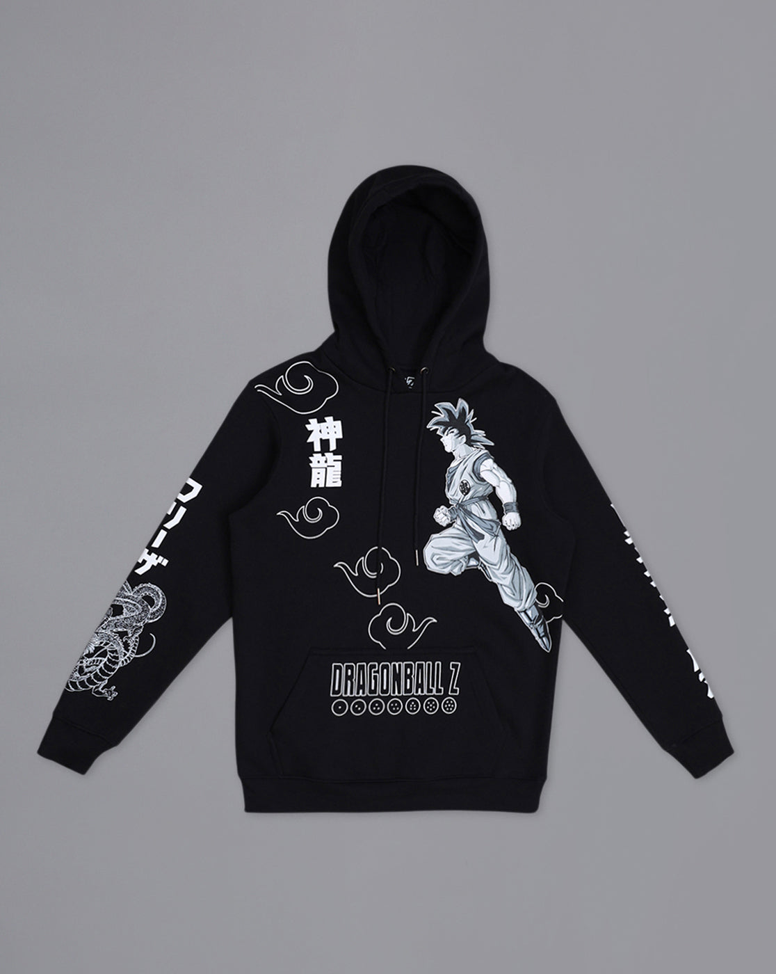 Dragon Ball Z: Goku Anime Printed Regular Black & Grey Hoodie For Men