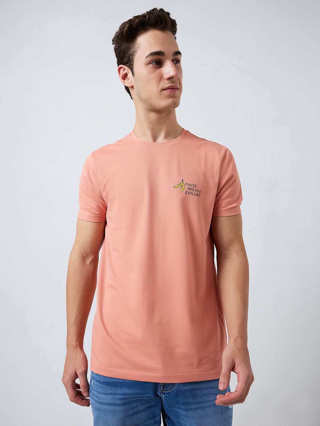 Spykar Mens T-Shirt H/S Mktft1Be085 Tropical Pink
