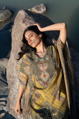 Ladies Mehendi Green Printed Pure Viscose Handwork Kaftan Dress Free Size