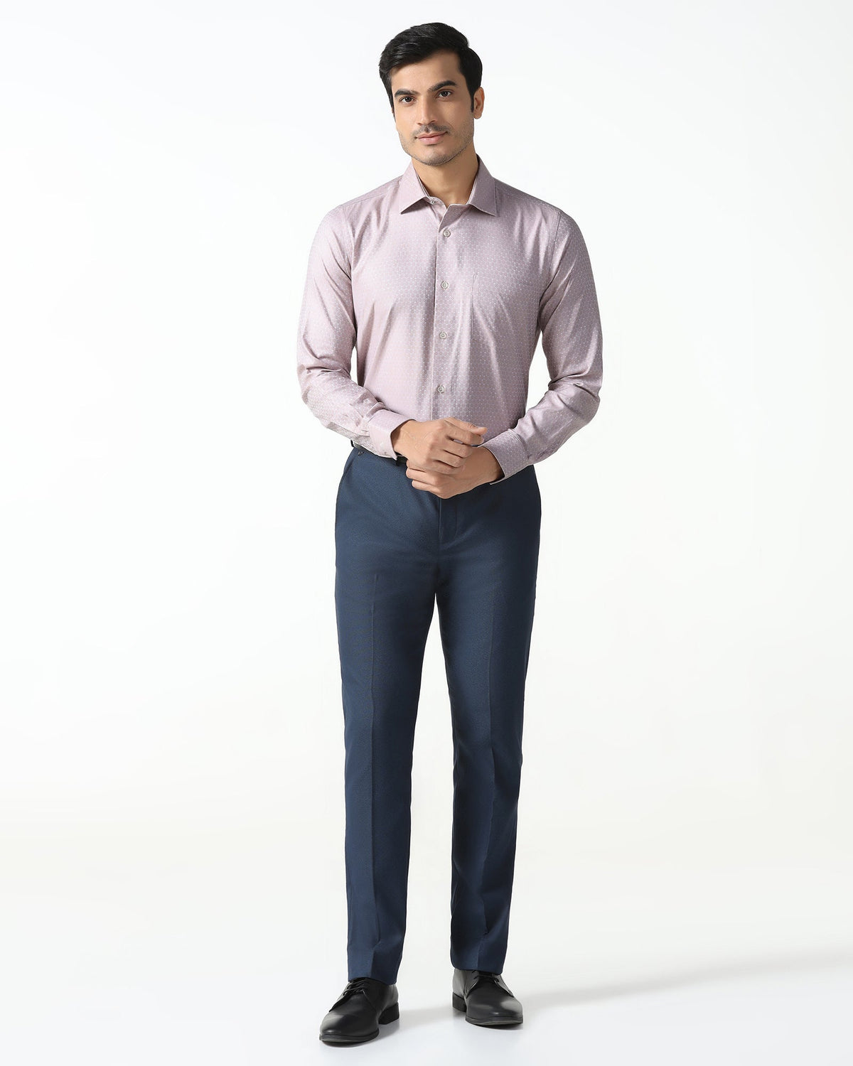 BLACKBERRY MENS FORMAL SHIRT F/S BP-LG-JQ-RILE DUSTY PINK