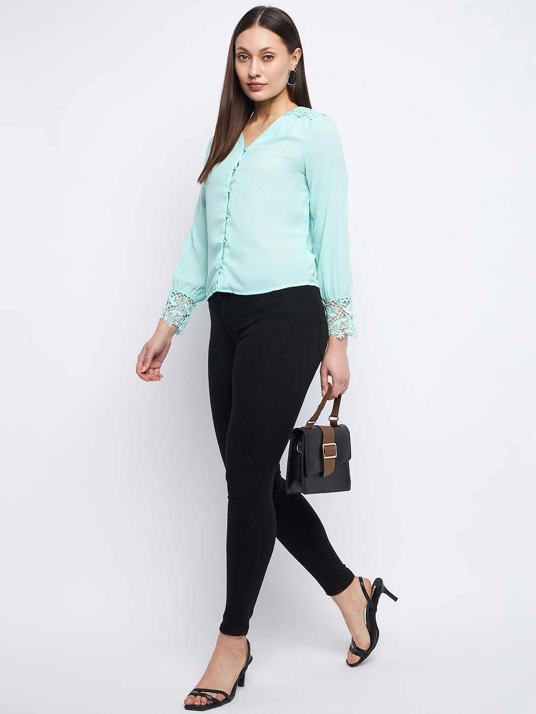 Madame Ladies Western Top H/S M3S18515 036 Sea Green
