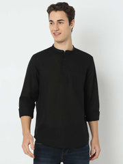 Spykar Mens Casual Shirt F/S Mkusos1Be007 Black