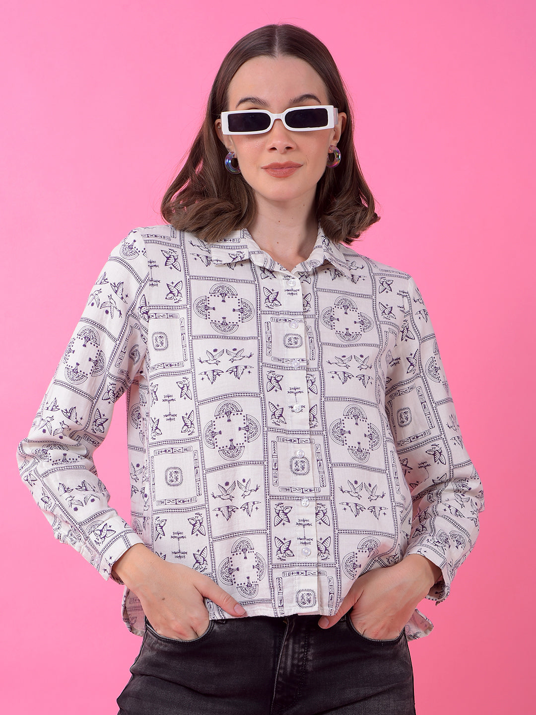 CRIMSOUNE CLUB LADIES WESTERN SHIRT F/S FE4729 PURPLE