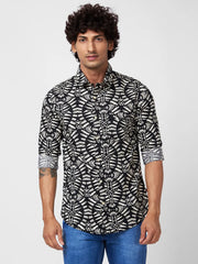 Spykar Mens Casual Shirt F/S Mshaop2Bc039 Black