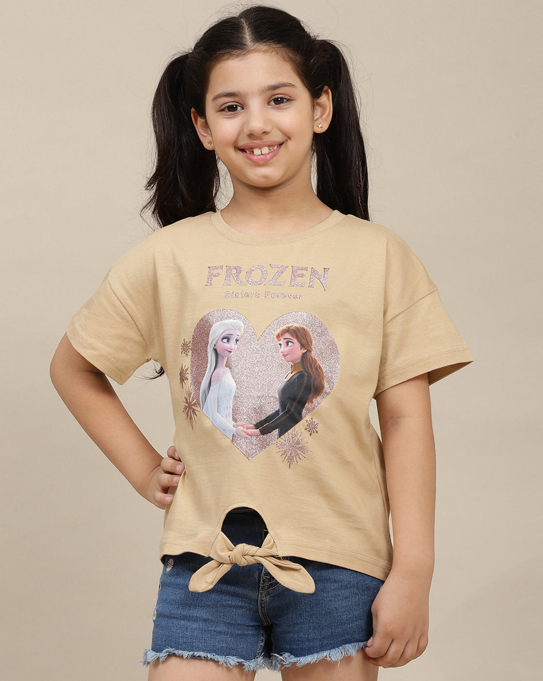 BIO WORLD GIRLS T-SHIRT H/S FZNAW24KGTSRT000869 OATMEAL