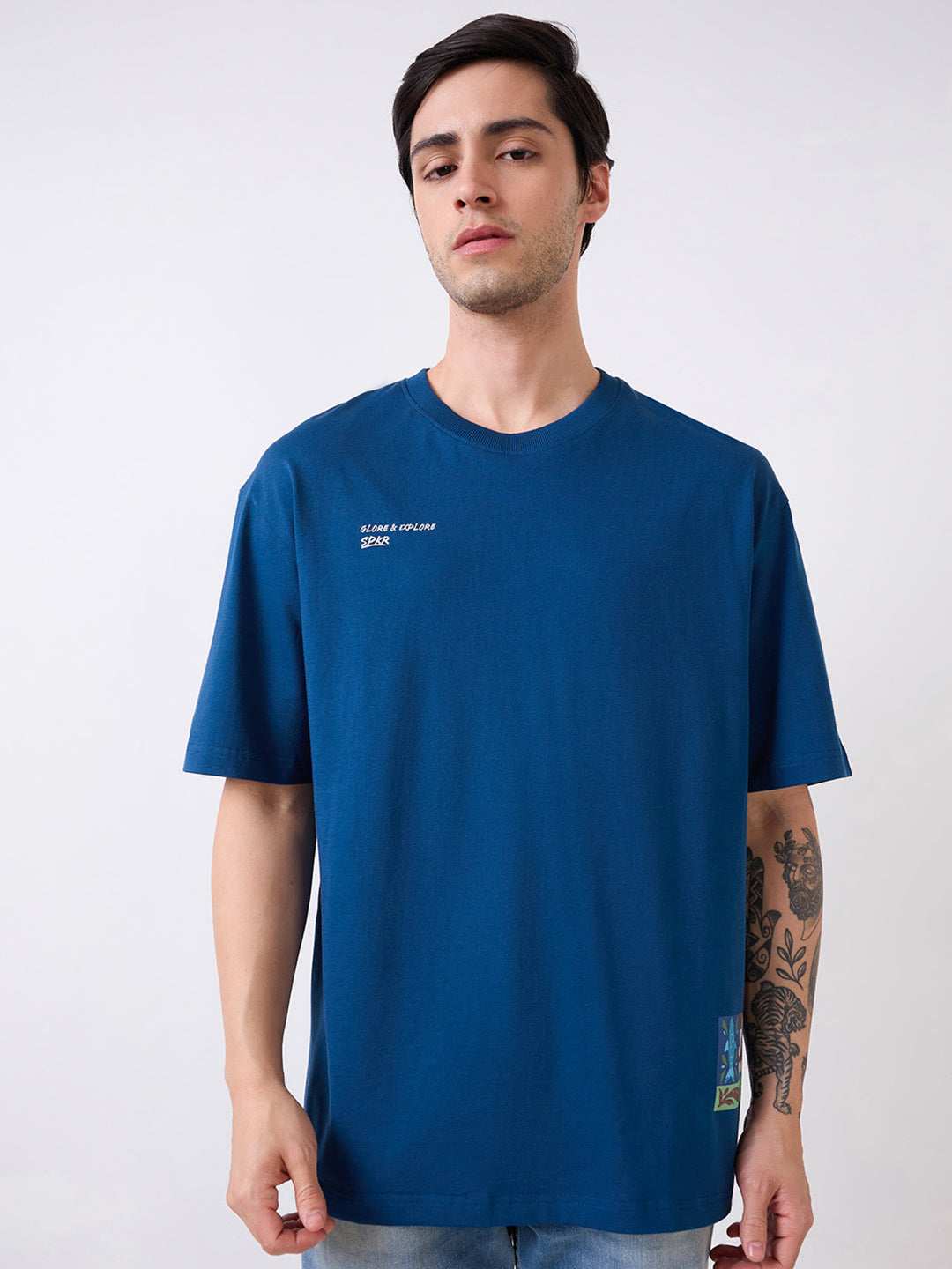 Spykar Mens T-Shirt H/S Mktft1Be177 Teal Blue