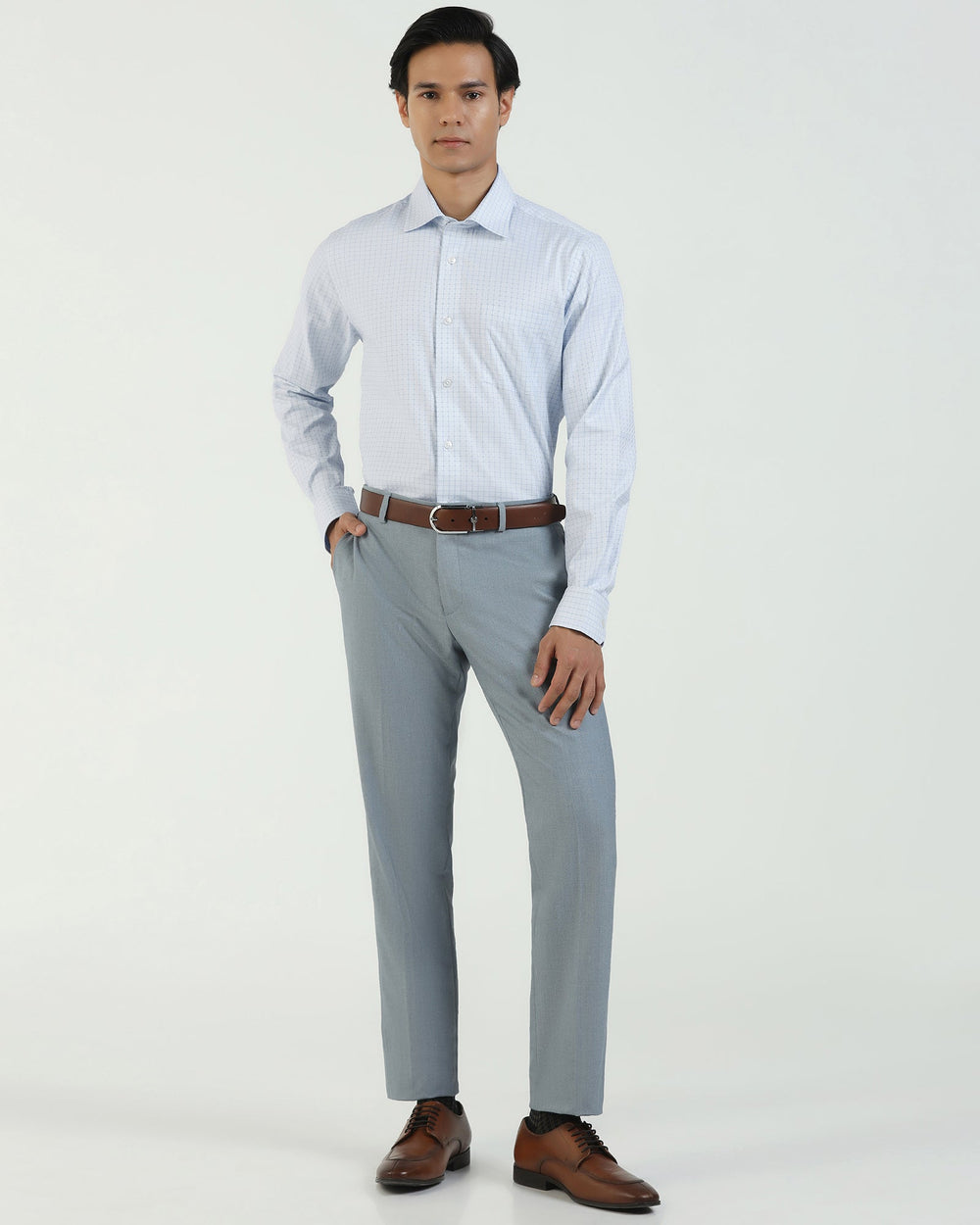 Blackberry Mens Formal Shirt F/S Bp-Lg-Ch-Cosmic Blue - Goyalsons ShopMax