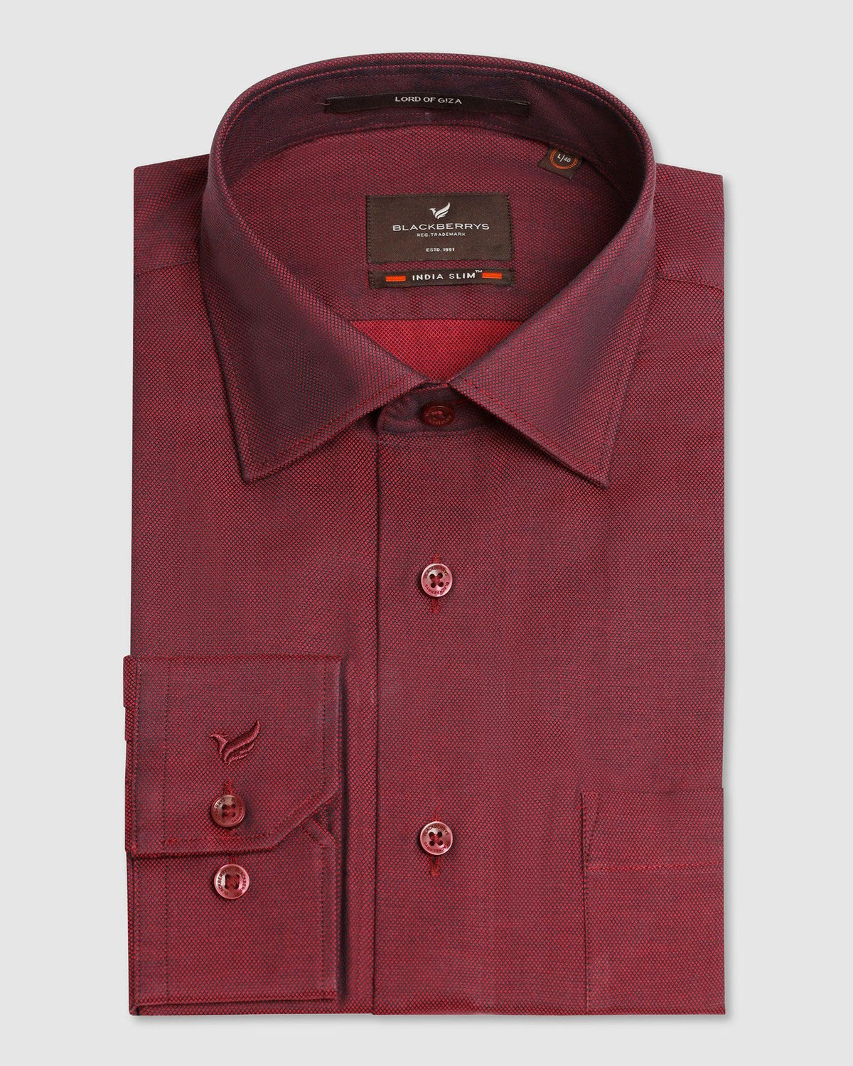 Blackberry Mens Formal Shirt F/S Nl-Lg-Do-Brat Red