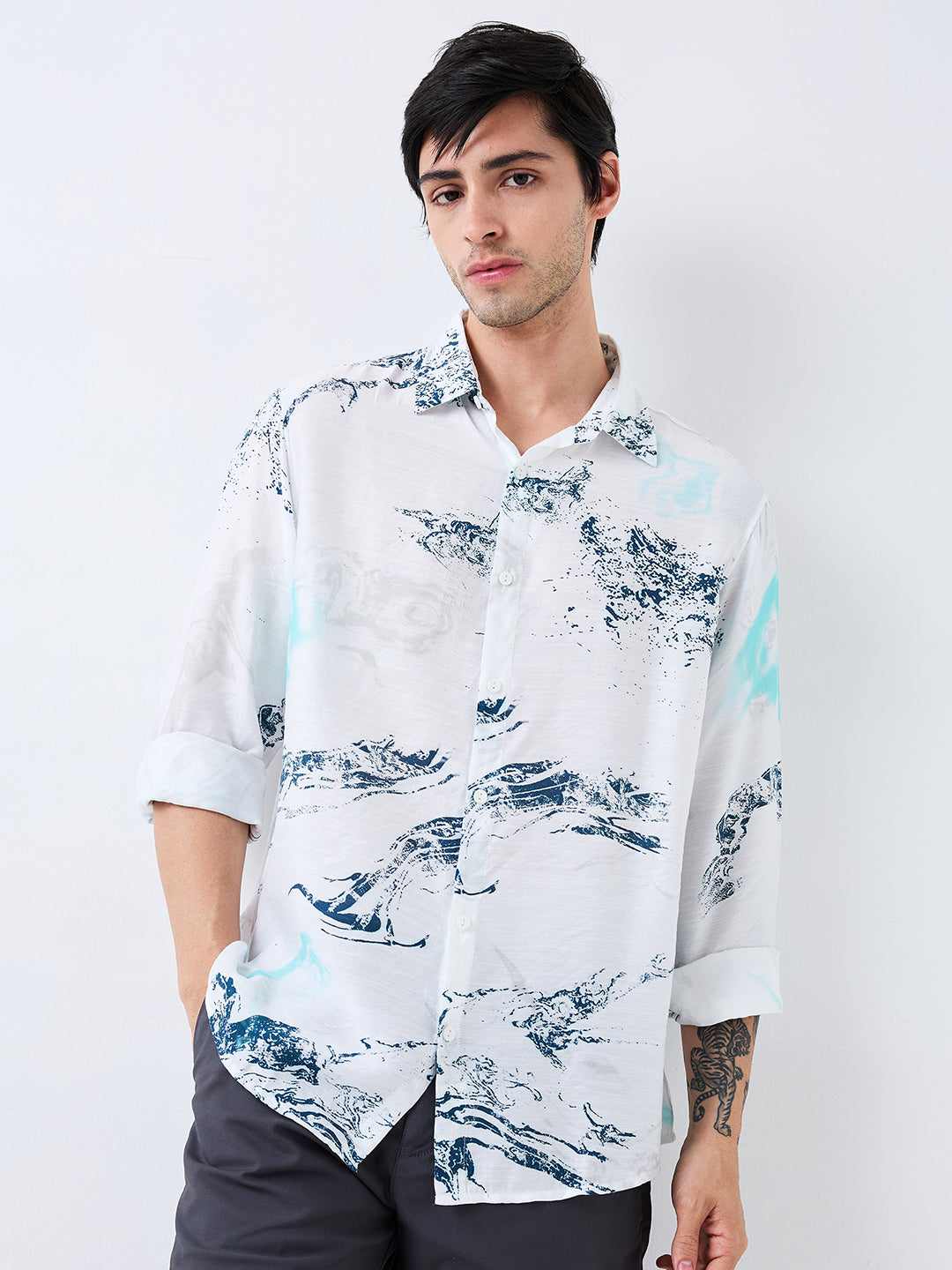 Spykar Mens Casual Shirt F/S Mshps1Be087 White