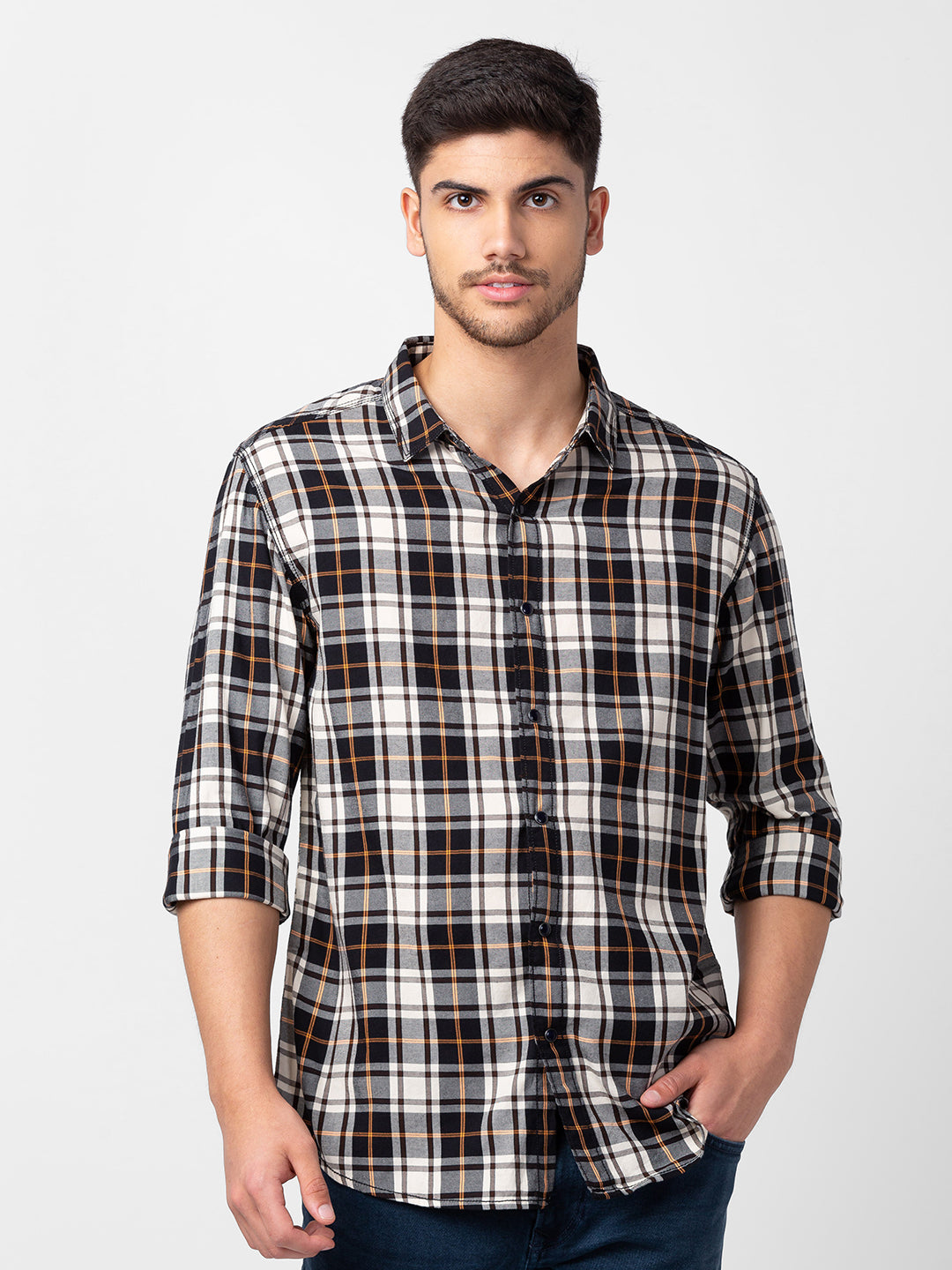 Spykar Mens Casual Shirt F/S Mshcs1Bc159 Neon Orange