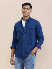 Crocodile Mens Casual Shirt F/S Crcs224-308Mt Blue