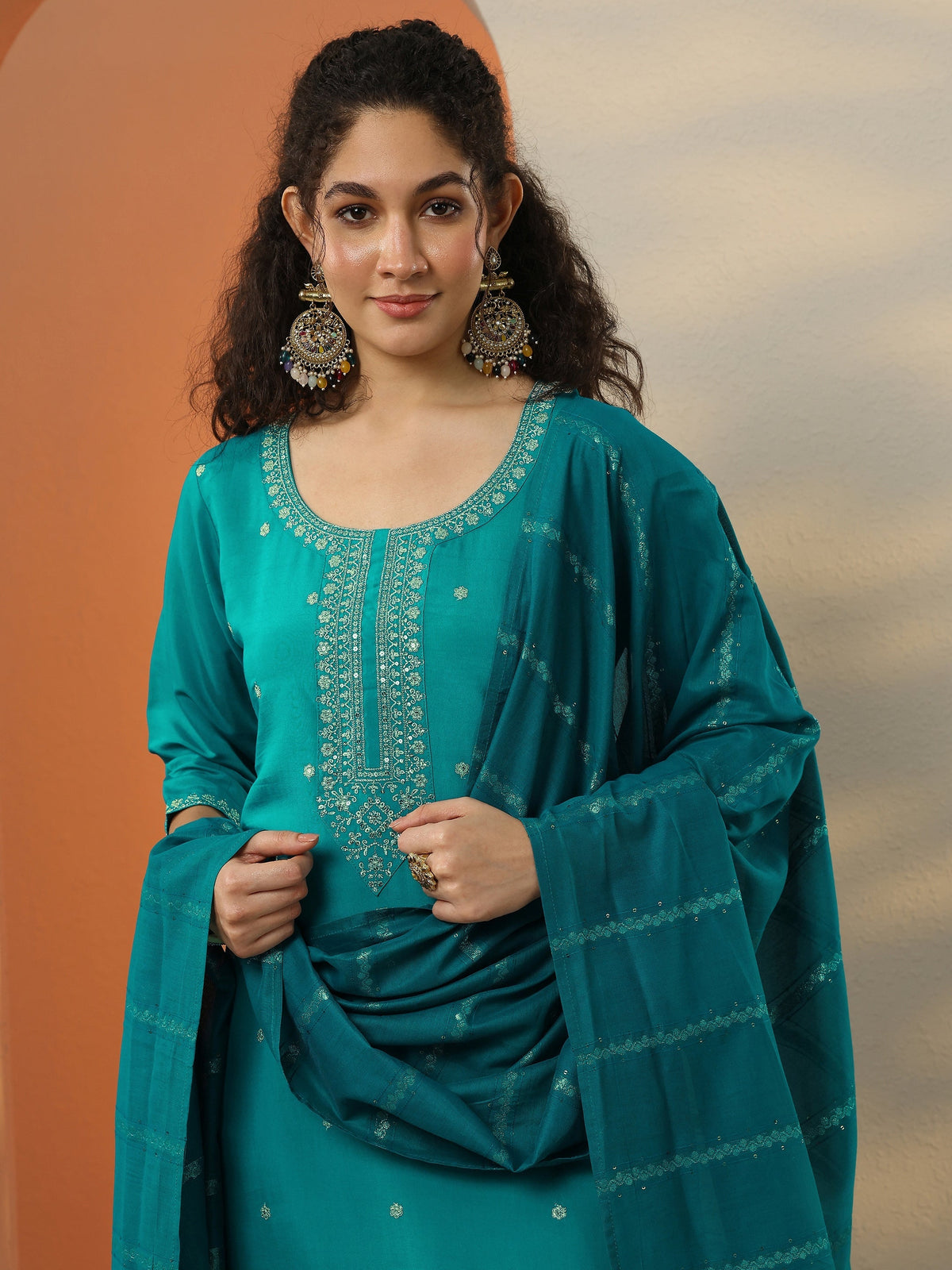 Libas Ladies Western Kurti 3Pcs Set Gs1124 Teal