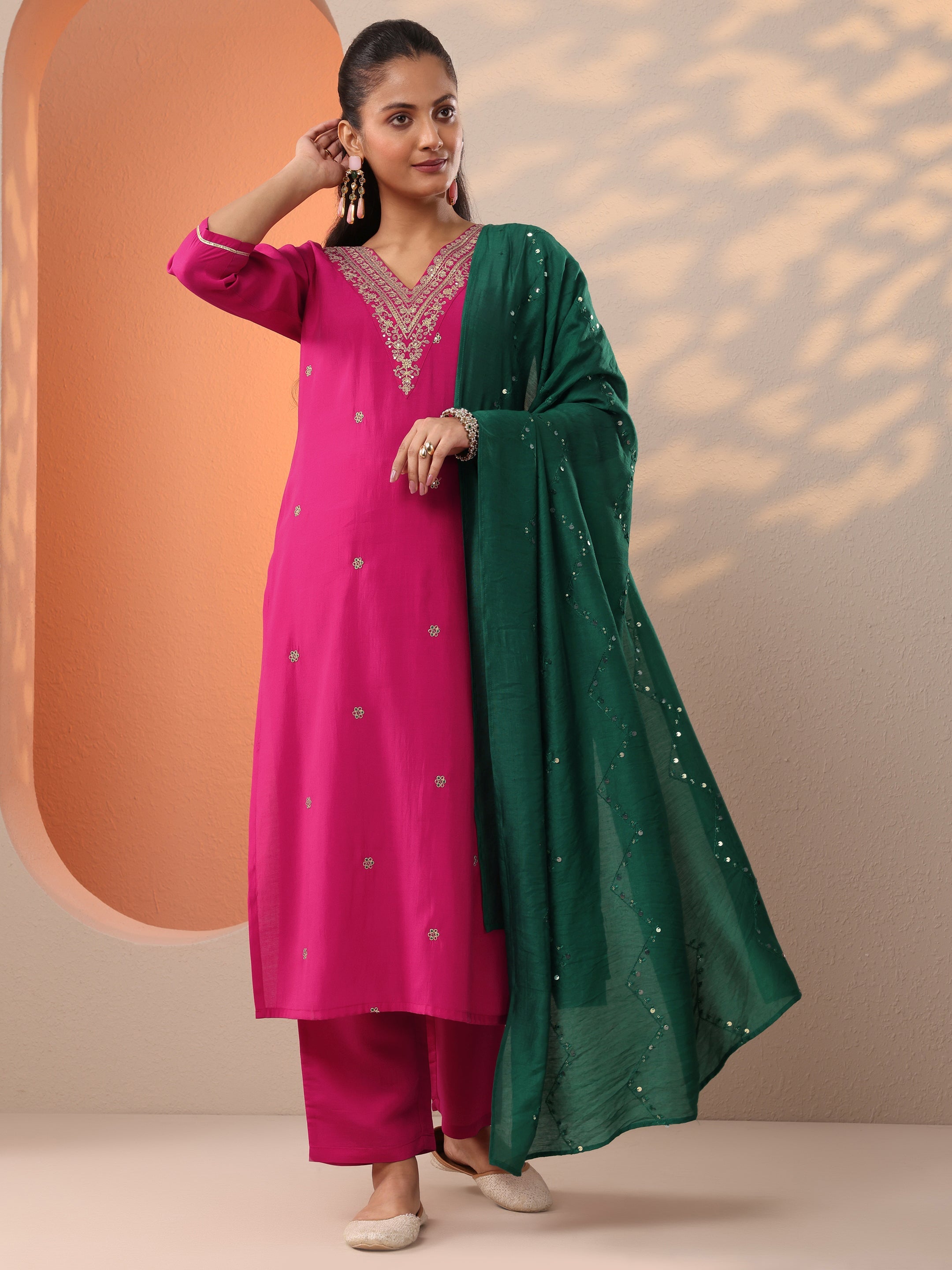 LIBAS LADIES WESTERN KURTI 3PCS SET GS1130 PINK