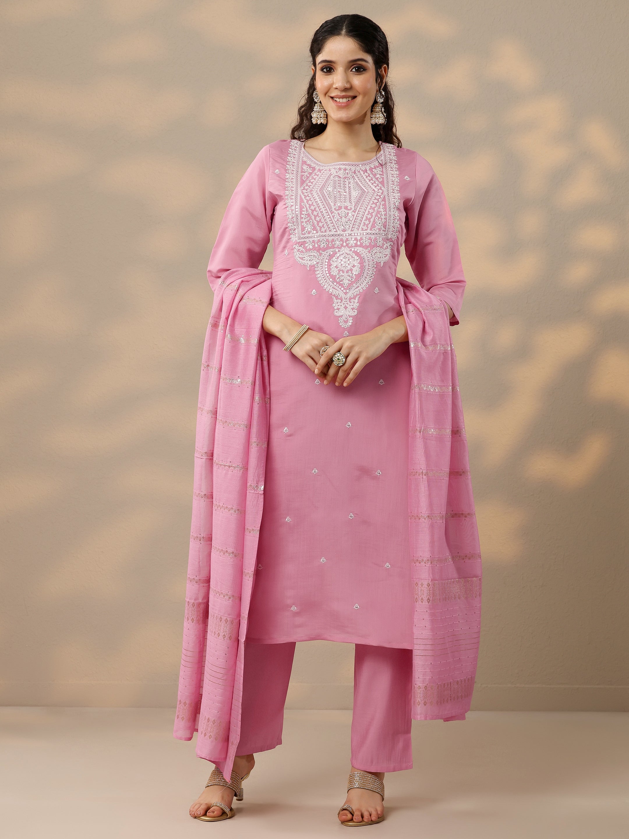 LIBAS LADIES WESTERN KURTI 3PCS SET GS1131 PINK