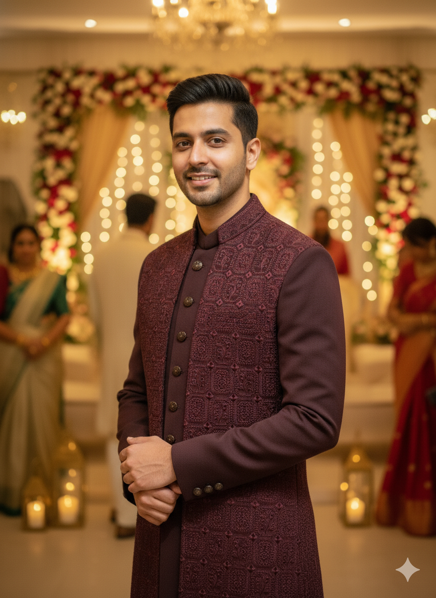 Regal Black Velvet Sherwani: The Epitome of Wedding Elegance