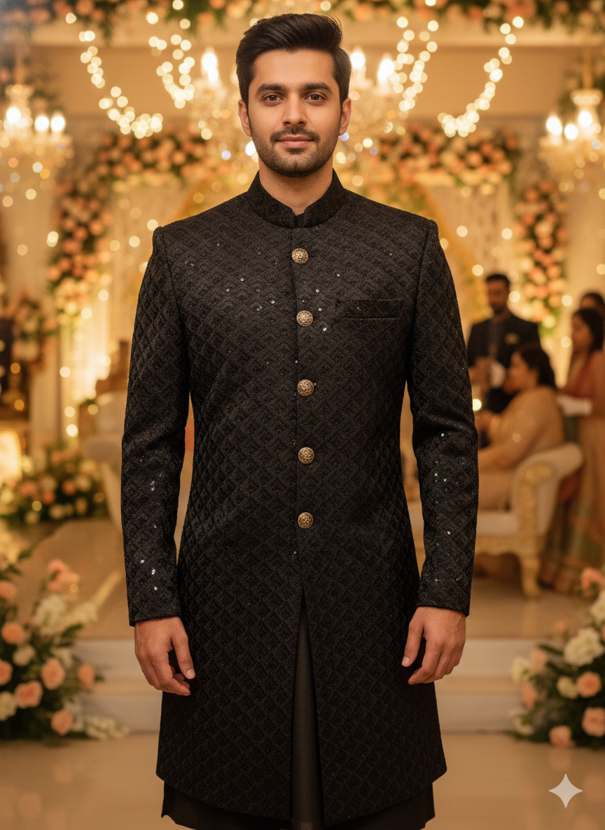 Lyte Club Mens Indo Western I/W-9964 Black