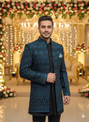 SANJOG MENS INDO WESTERN IW/2044 R.GREEN