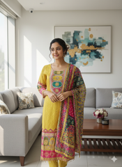 Lyte Club Ladies Western Kurti Fancy 3Pcs Set 9881-12 Yellow