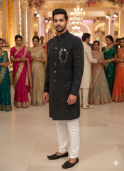 Cinematic Elegance: The Sequin Bandhgala At A Grand Indian Wedding