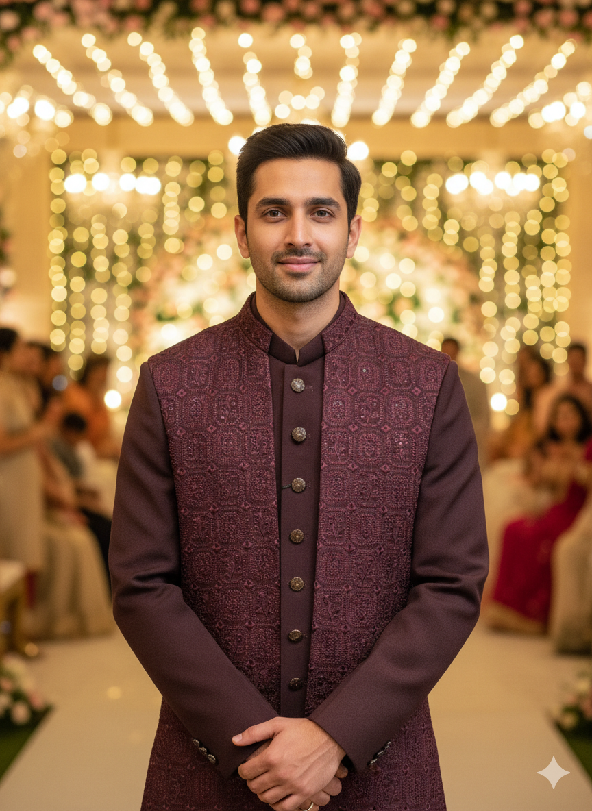Regal Black Velvet Sherwani: The Epitome of Wedding Elegance